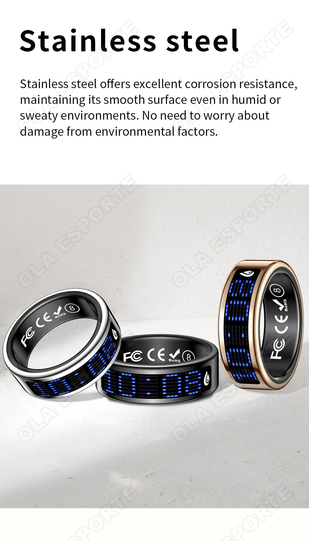 Ola Esporte Smart Ring With LED Display And Health Monitoring