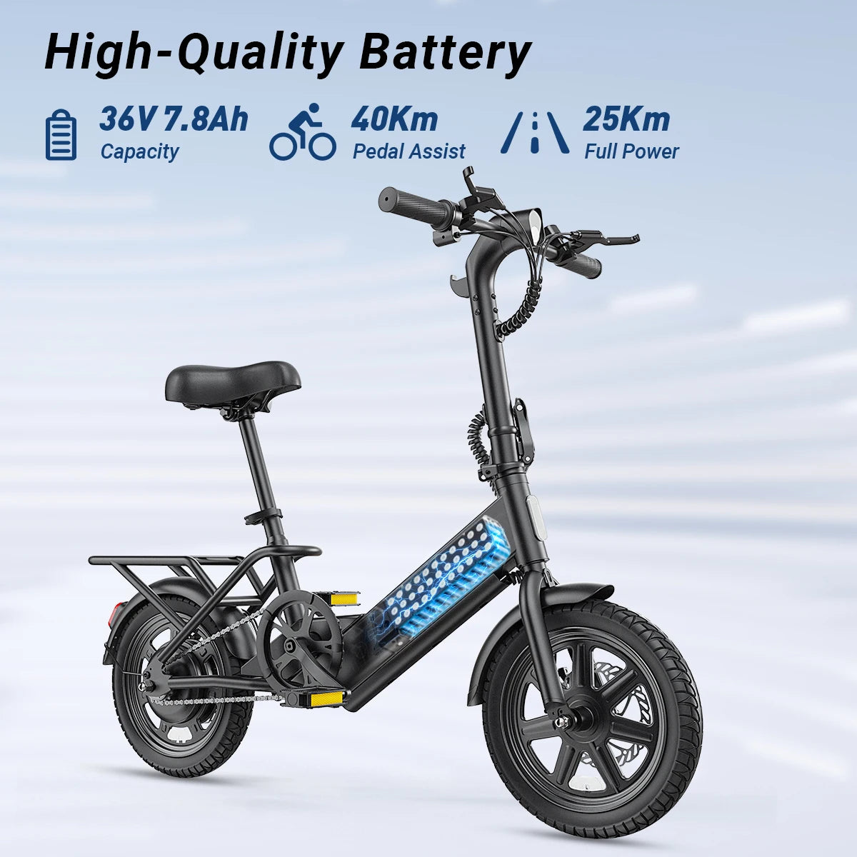 【1 Year Warranty】DYU C3 14 inch Electric Bicycle Peak 500W Motor 36V7.8AH Lithium Battery Electric Bike , E-bike UL2849