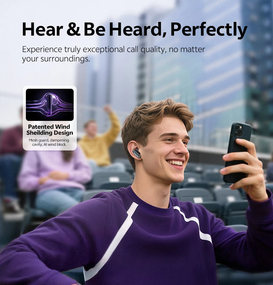 Ship From ES/PL/BR QCY HT18 Wireless Earphones Bluetooth 6.0 MeloBuds N70 Adaptive Hybrid ANC 6 Mics LDAC Hi-Res Audio Earbuds