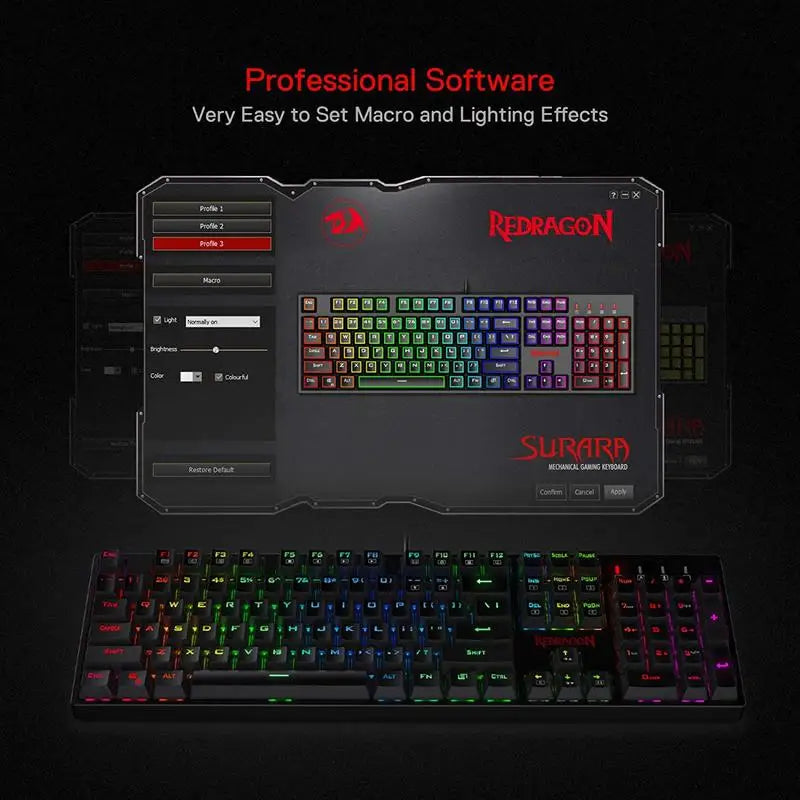 Redragon Surara RGB Mechanical Gaming Keyboard With Quiet Linear Switches