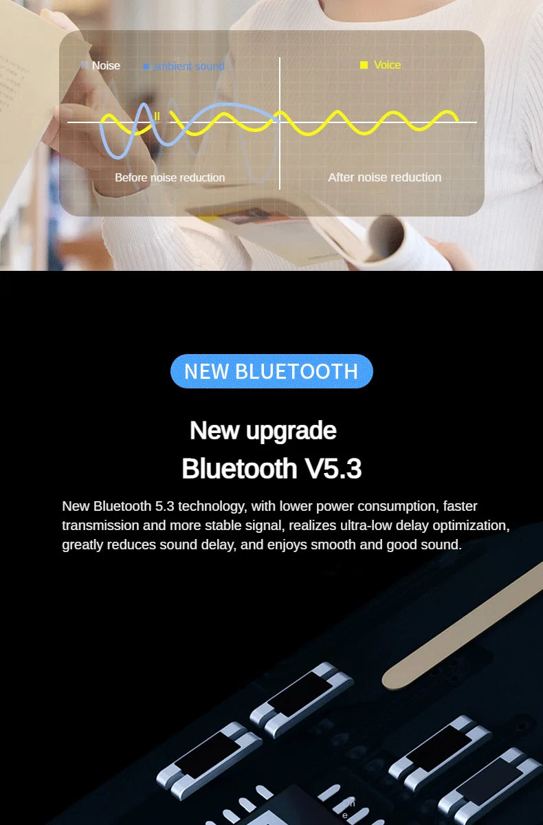 Heavy Bass Sleep Headphones Wireless Bluetooth Earphones With Mic Sports Earbuds Noise Reduction Mini HD Headset For Smart Phone