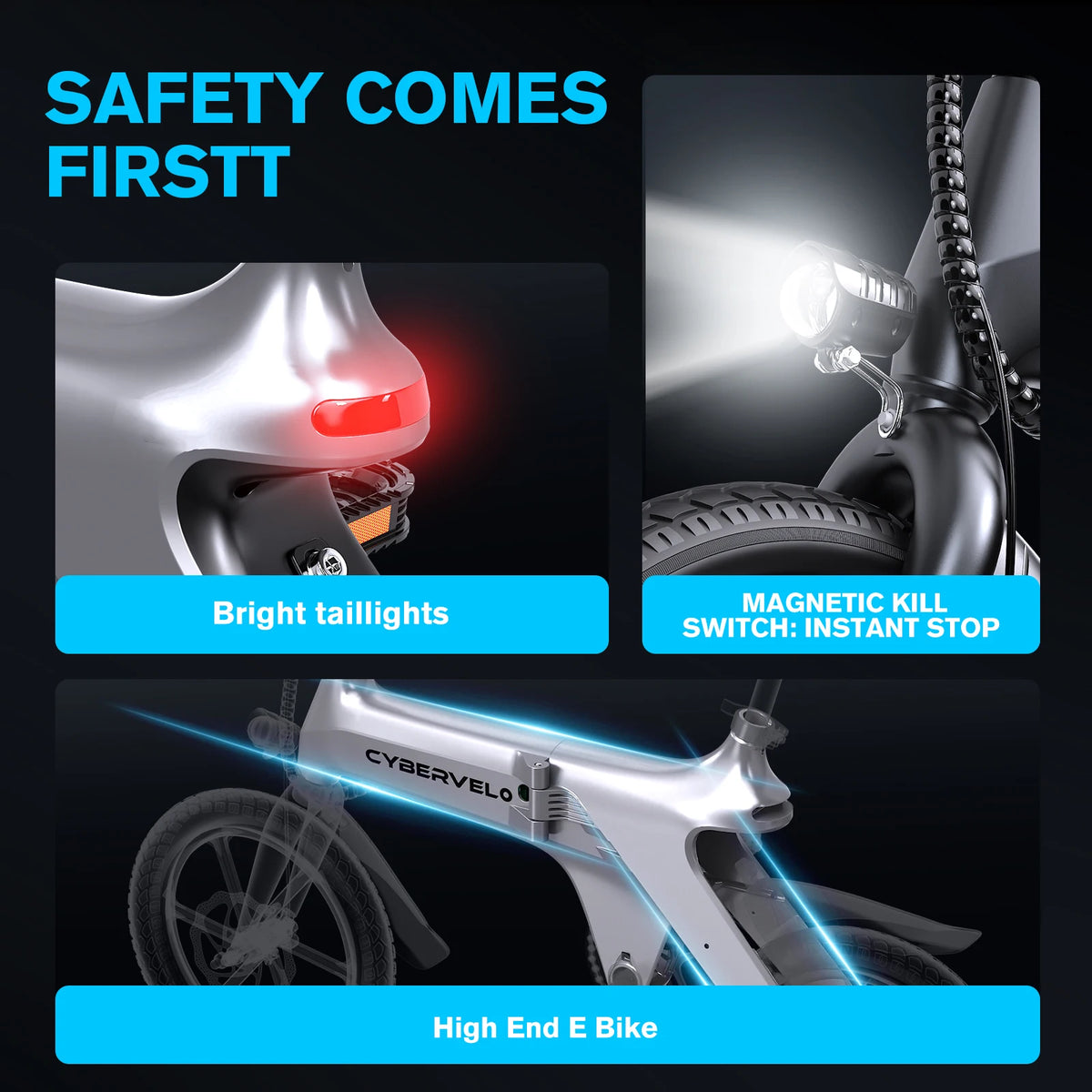 Cybervelo 500W Peak Motor City Ebike, 36V Foldable Ultra Light Weight Commuter for Adult, 20MPH 15Ah Internal Battery EK13