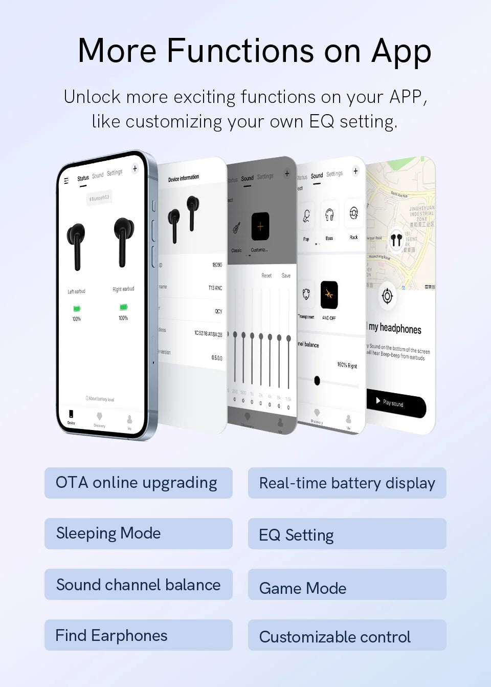 Qcy T13 Wireless Earbuds Active Noise Canceling Enc Mics