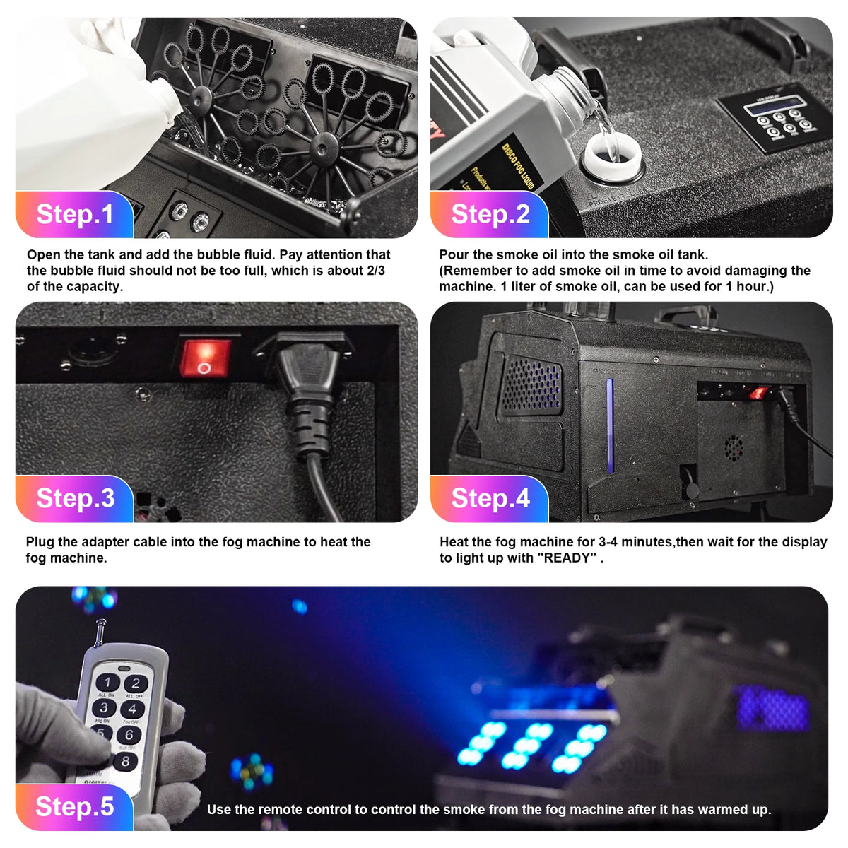 U'King 1500W LED Smoke Bubble Fog Machine For Stage Events