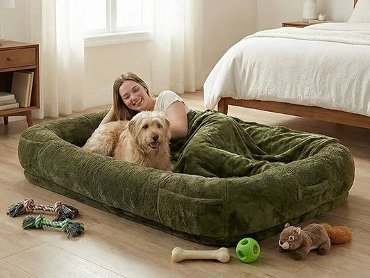 Human Dog Bed 71x47x12in Washable Extra Large Comfortable Pet Bed with Soft Blanket for Sleeping Human Size Dog Bed