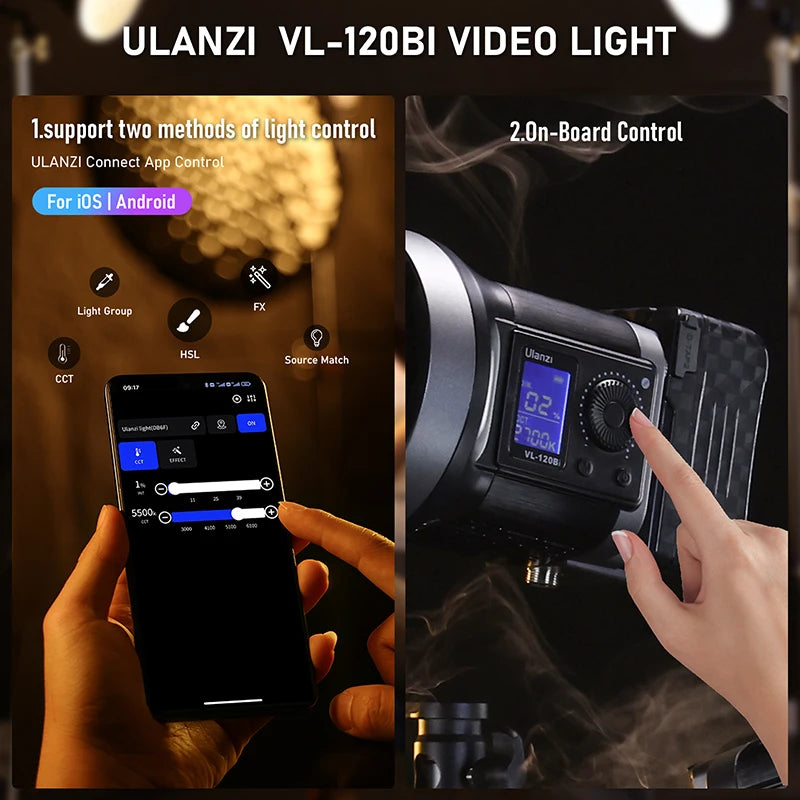 Ulanzi VL120BI Wireless Pro COB Video Light For Studios