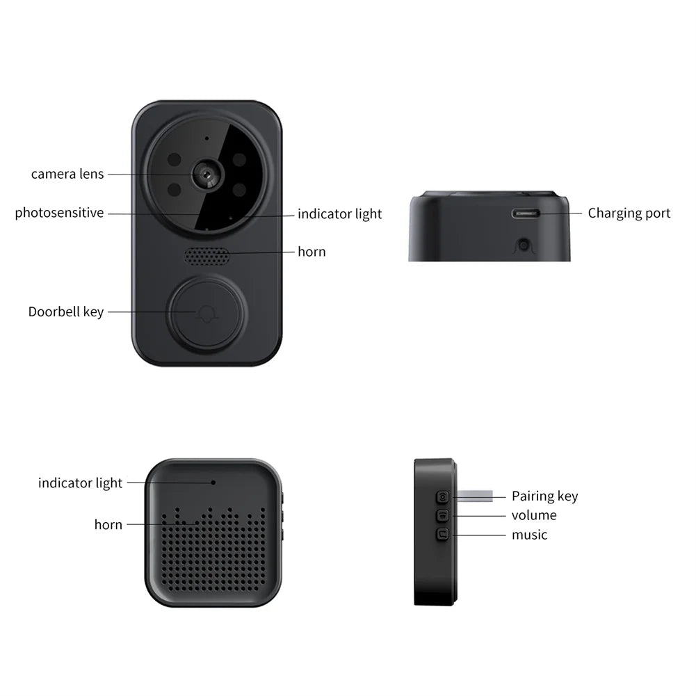 M8 Wifi Smart Visual Doorbell Two-way Intercom Infrared Night Vision Remote Monitoring Security System Wifi Video Door Bell