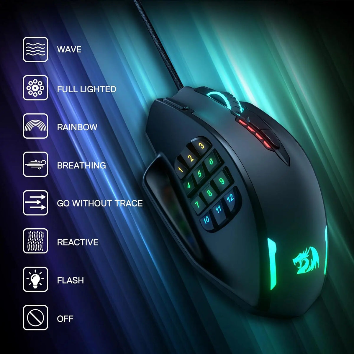 Redragon RGB Wired Gaming Mouse With 17 Programmable Buttons