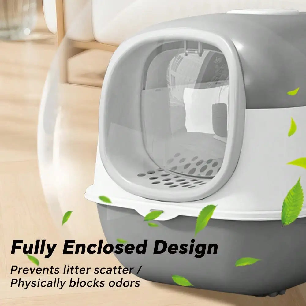 Cats Litter Box, Enclosed Cats Litter Box With Lid And Scoop, Large Size Anti-Splashing Easy To-Clean, Front Entry And Exit, Boxes From Kitten To Adult