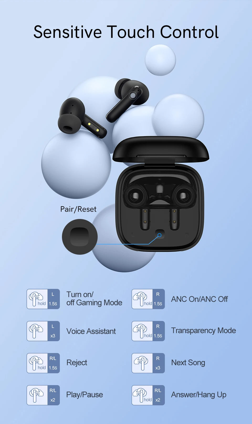 QCY T13 ANC Wireless Earphones Bluetooth Active Noise Cancelling Headphones