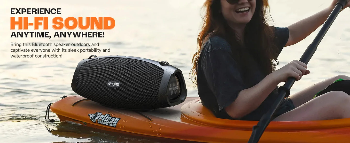 W-KING X10 Bluetooth Speaker, 120W Max Portable Loud Speakers Wireless Bluetooth Boombox, 70W IPX6 Waterproof Outdoor Party Large Big Speaker, Triple Passive Radiator/Subwoofers*2-Deep Bass/42H/TF/AUX/EQ