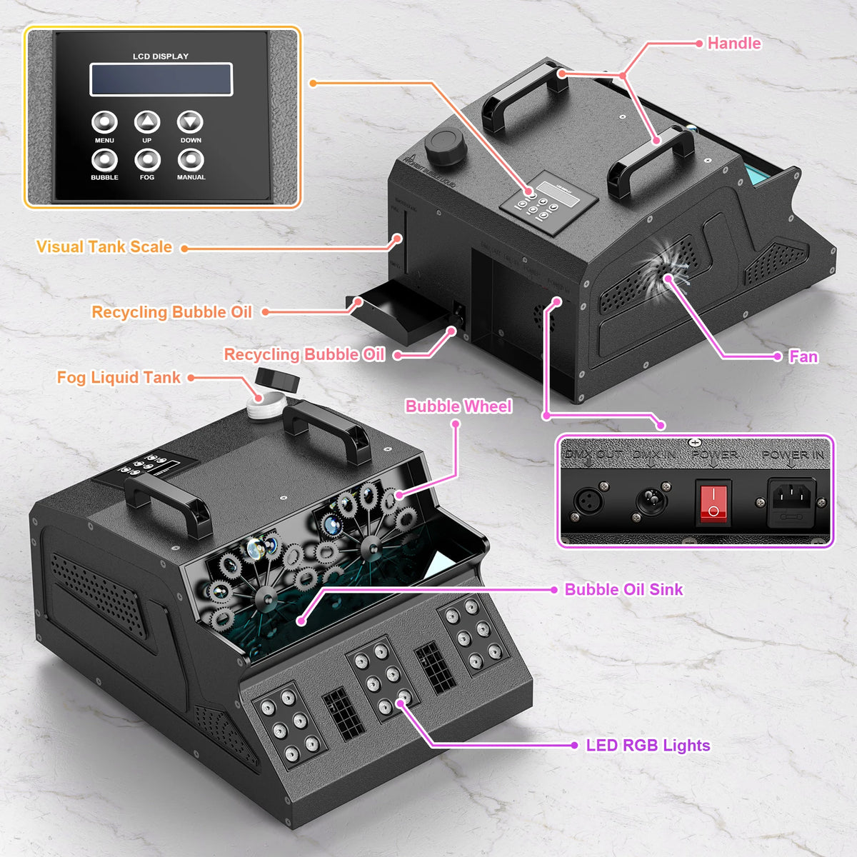 U'King 1500W LED Smoke Bubble Fog Machine For Stage Events