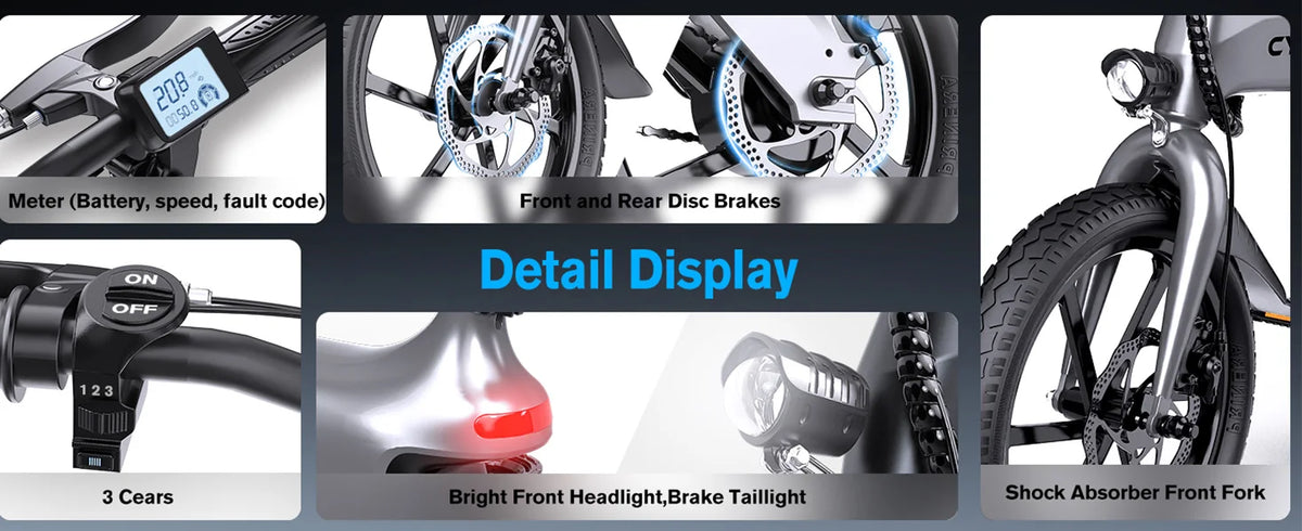 Cybervelo 500W Peak Motor City Ebike, 36V Foldable Ultra Light Weight Commuter for Adult, 20MPH 15Ah Internal Battery EK13