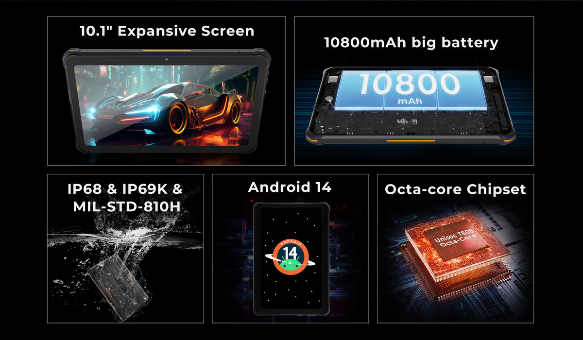 HOTWAV R8 Rugged Android Tablet With IP68 And IP69K Protection
