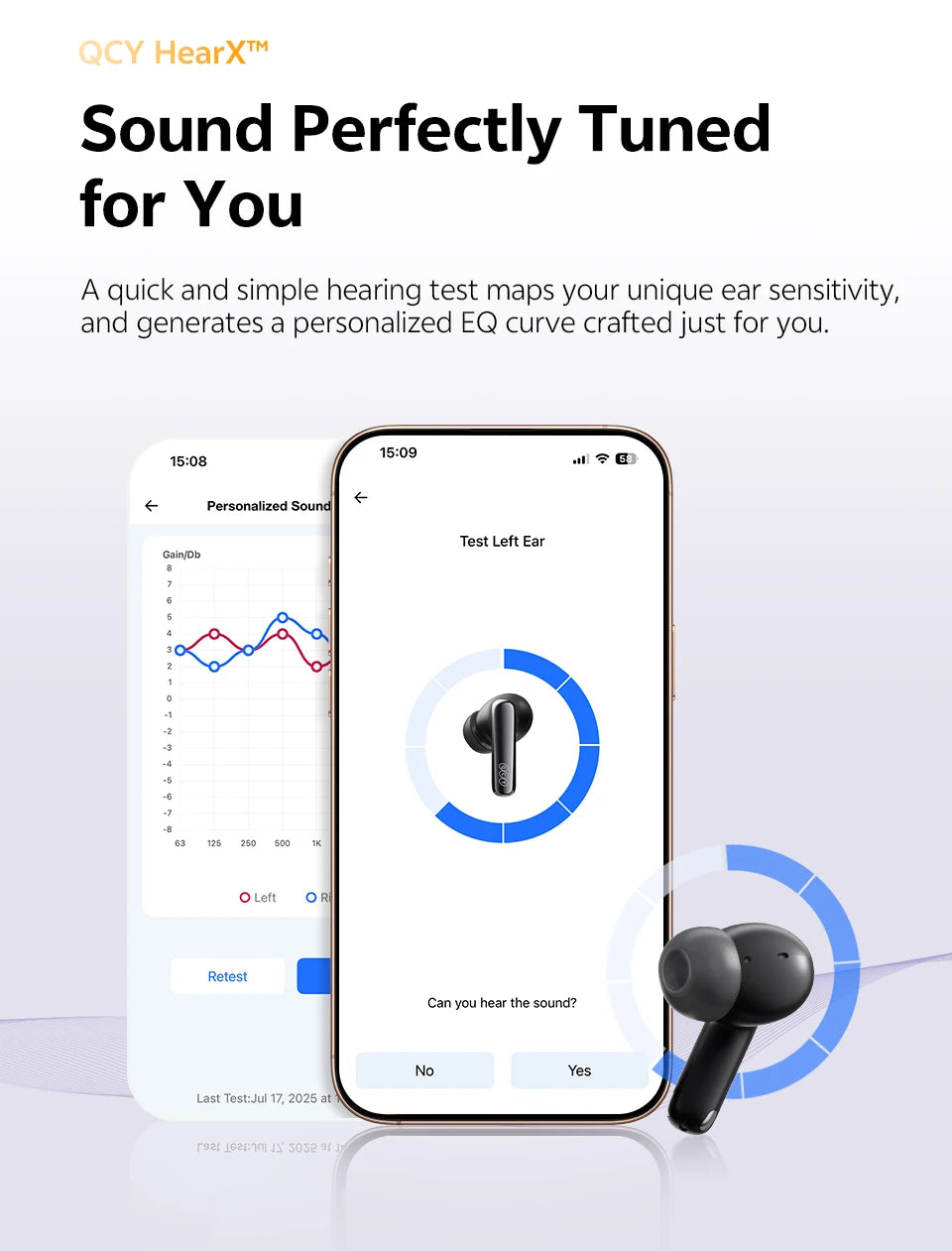 Ship From ES/PL/BR QCY HT18 Wireless Earphones Bluetooth 6.0 MeloBuds N70 Adaptive Hybrid ANC 6 Mics LDAC Hi-Res Audio Earbuds
