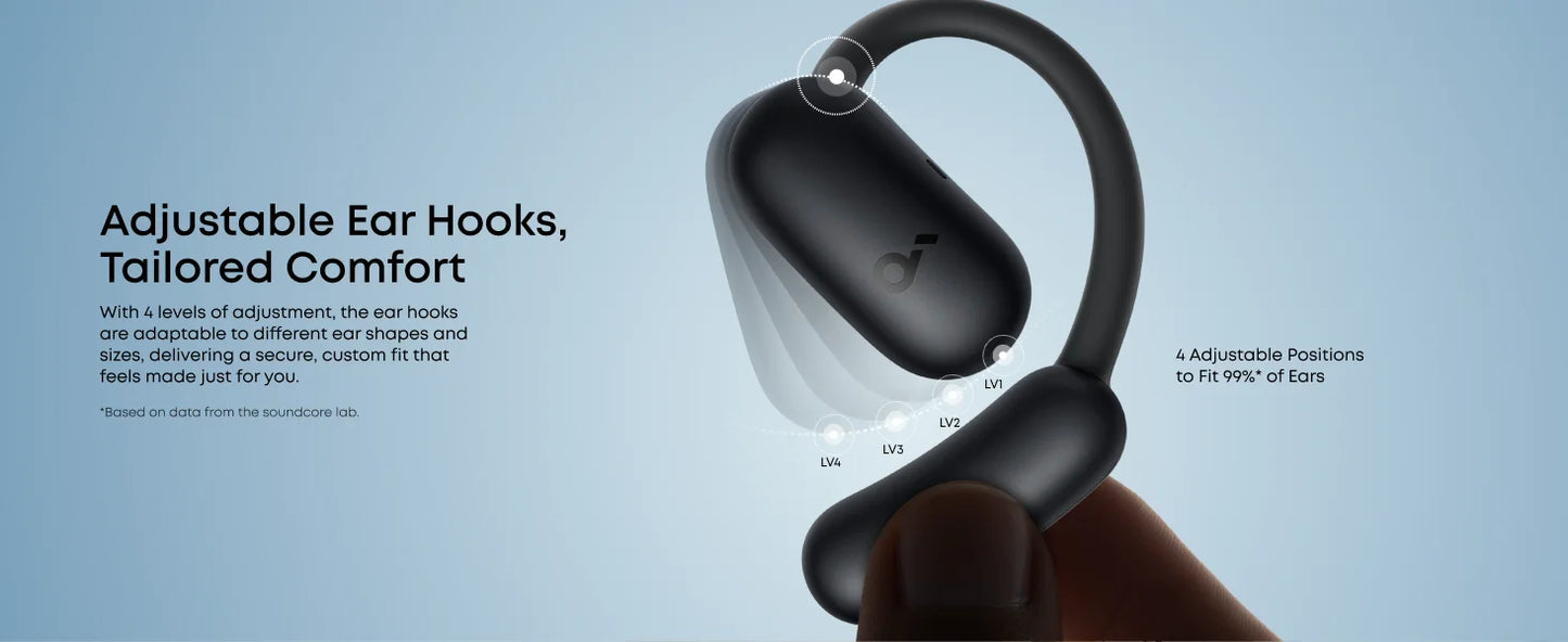 soundcore AeroFit 2 by Anker, Open-Ear Headphones, Real-Time Translation Earbuds, 4 Adjustable Positions (Refurbished)