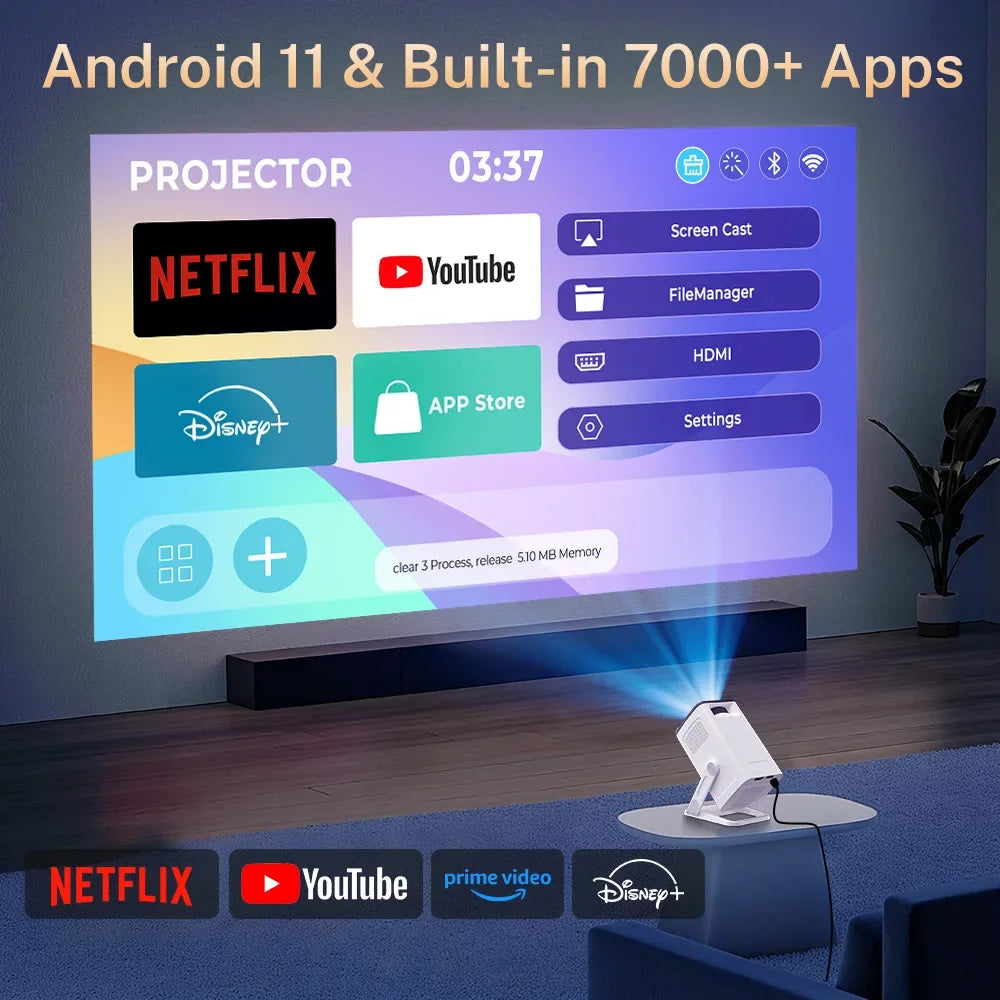 LynCast Mini Projector Android TV 1080P 4K WiFi 6 Bluetooth