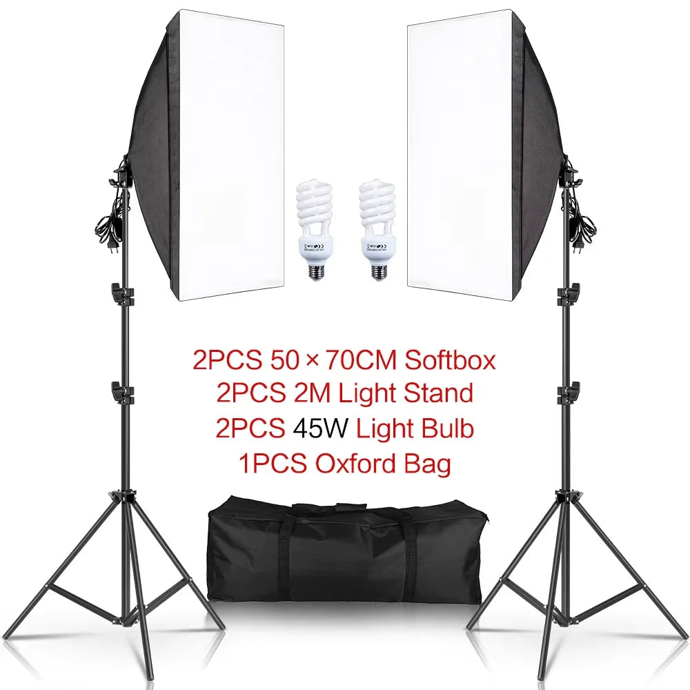 SH Professional Continuous LED Lighting Softbox Kit For Photo Studio