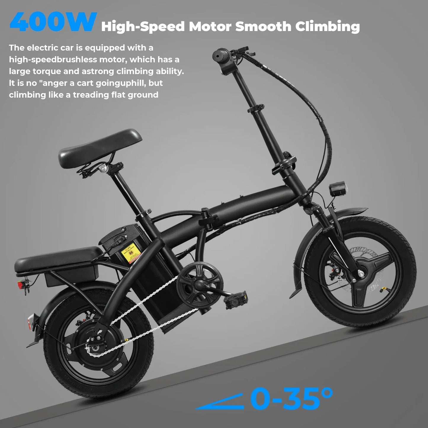 Adult and Adolescent Electric Bicycles, 20MPH, 560W Motor, 48V Detachable Battery, 14 inch Folding Electric Bicycle, Up to 25-32 Miles Long, Commuter Electric Bike