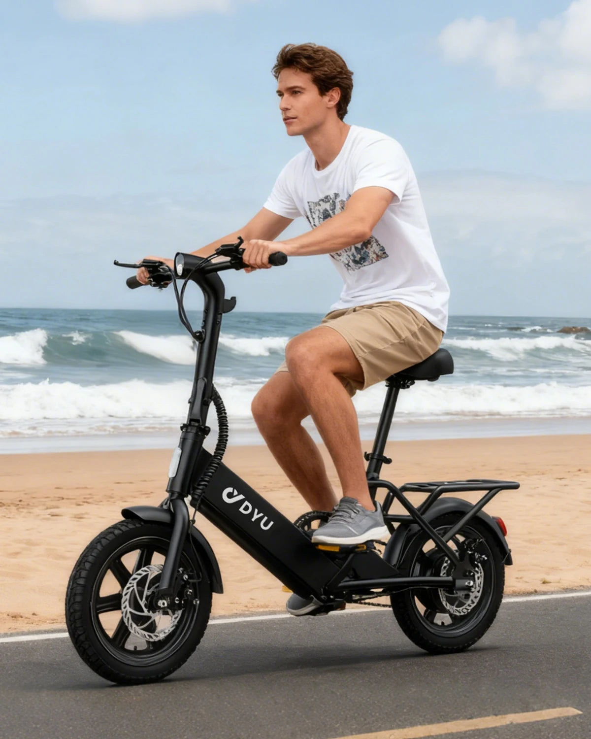 【1 Year Warranty】DYU C3 14 inch Folding Electric Bicycle Peak 500W Motor 280WH Battery Electric Bike,20mph City E-bike UL2849