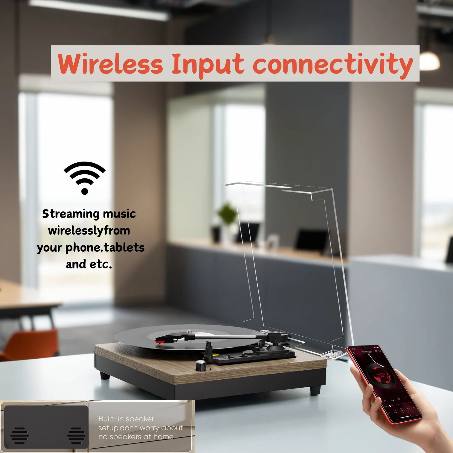 Maio Portable Record Player With Built-In Speakers 3-Speed