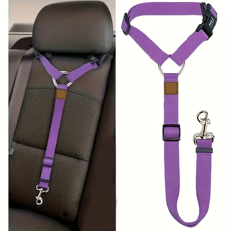Adjustable Dog Car Harness with Seat Belt, Pet Safety Vest for Car Travel, Padded Comfortable Dog Seat Belt Restraint with Metal Buckle for Small Medium Large Dogs