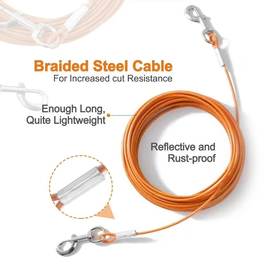 Extension steel wire rope dog chain thickening anti-biting dirty resistant pet traction rope outdoor dog rope dog rope lengthen