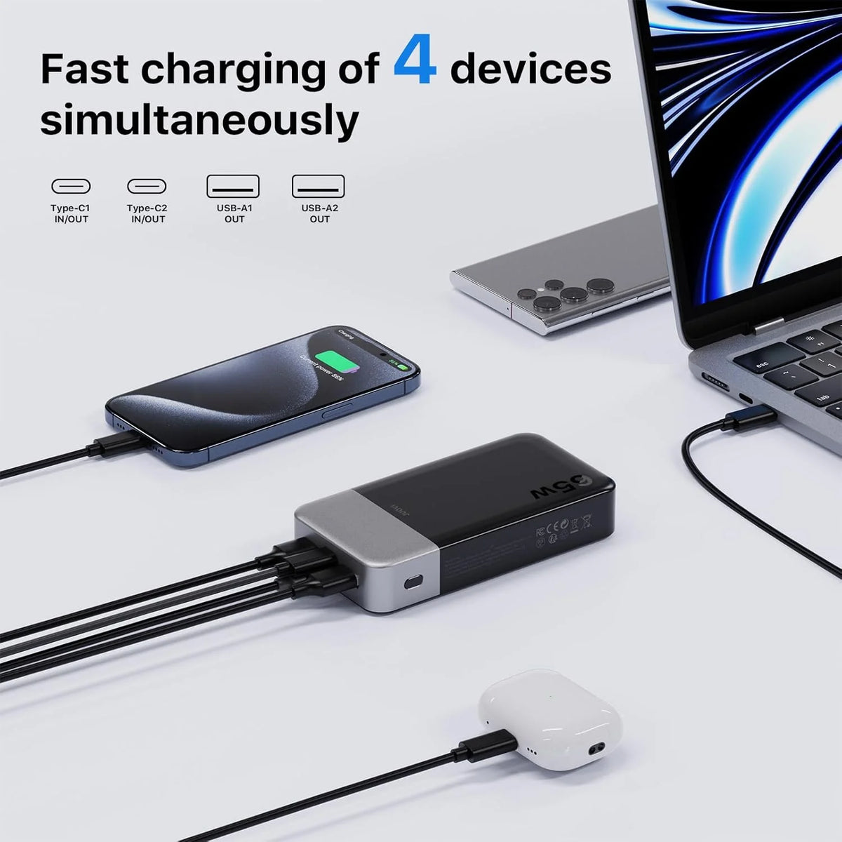 JUOVI USB C Fast Charging Portable Power Bank For Laptops