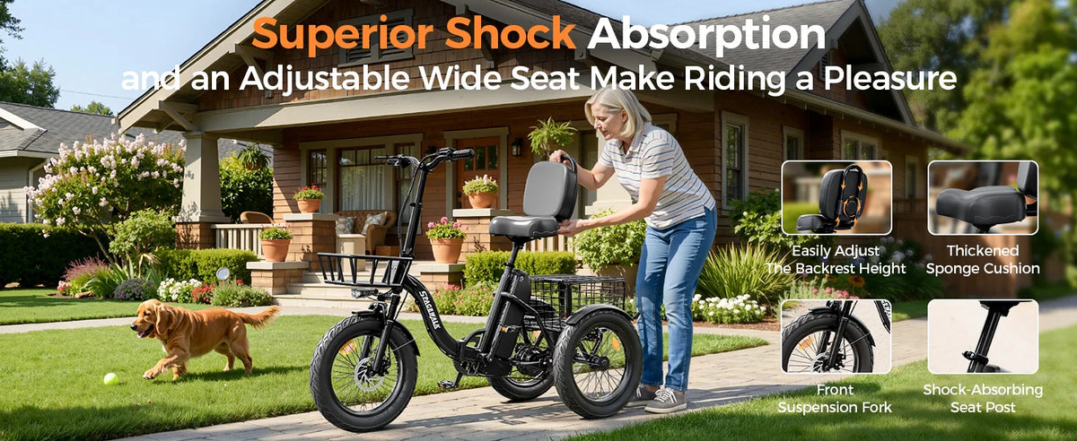EILLEO SPACEWALK Folding Electric Tricycle with Cargo Basket