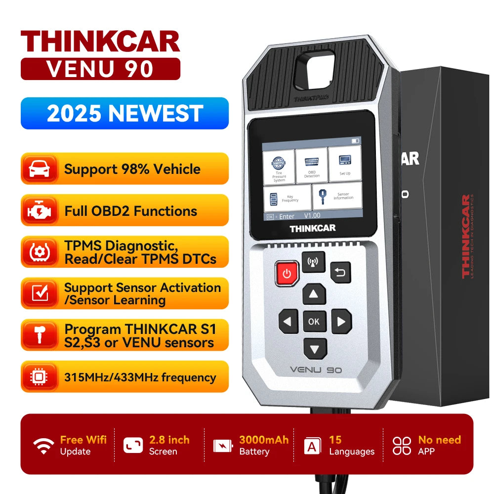 THINKCAR VENU 90 Car Tire Pressure Diagnose Tool Automotive TPMS Sensor Programming Learning Activator For ThinkTool Pro 689BT