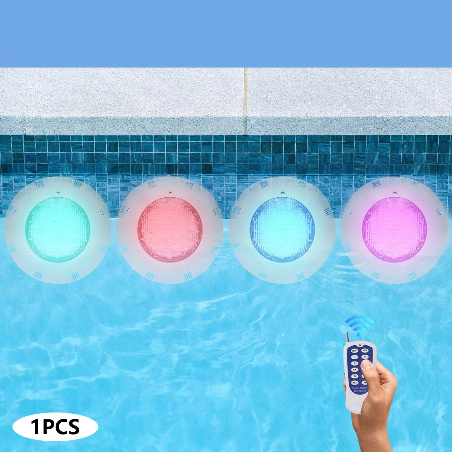 45W RGB LED Underwater Swimming Pool Light IP68 Waterproof 7 Colors Changing Underwater Pool Lights with Remote Control