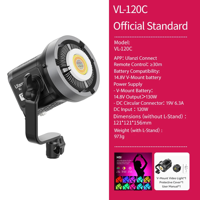 Ulanzi VL120BI Wireless Pro COB Video Light For Studios