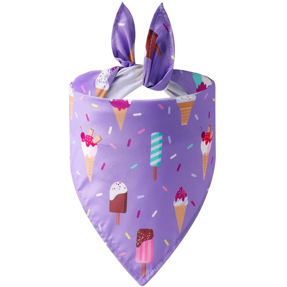 Adjustable Fruit Floral Dog Bandana Soft Washable Scarf