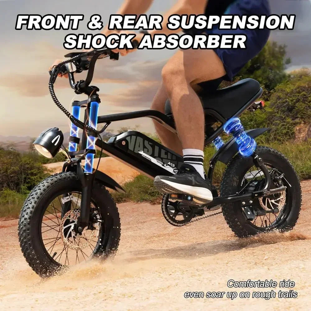 Electric Bike, 16'' at Tire E-Bike or Teens/Adults, 500W Small E-Bike with 36V/12.8Ah Removable Battery, Up to 22MPH, 45 Mile Ra