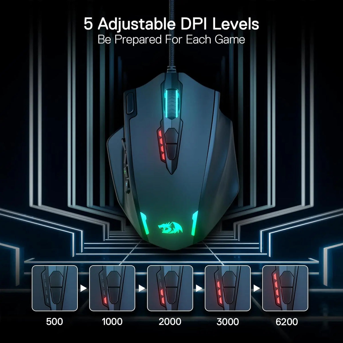 Redragon RGB Wired Gaming Mouse With 17 Programmable Buttons