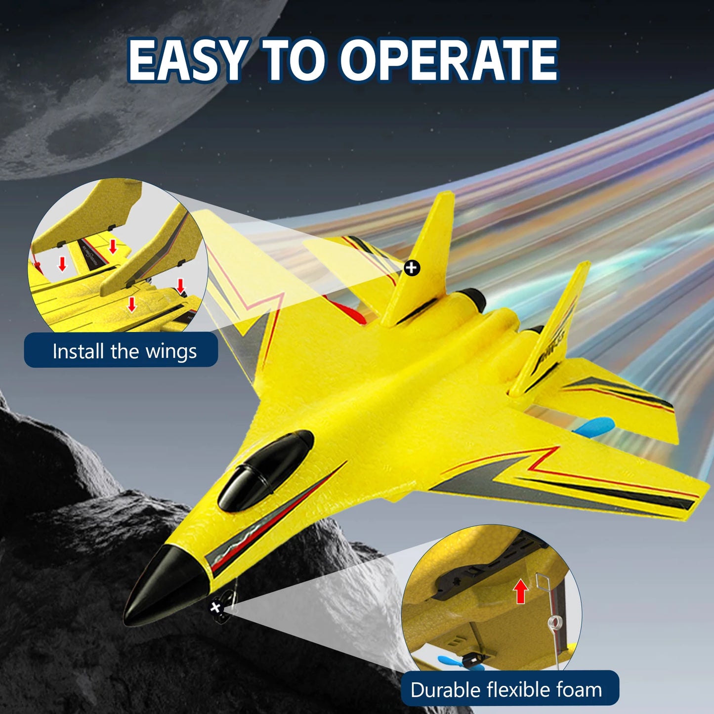 RC Fixed Wing Fighter Jet With Precision Gyro Stabilization