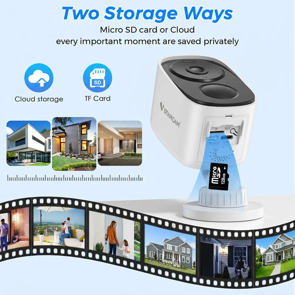 Vstarcam 4K WiFi Solar Security Battery Camera 5MP Wireless Outdoor Battery Powered Cameras Color Night Vision PIR Human Motion Cam