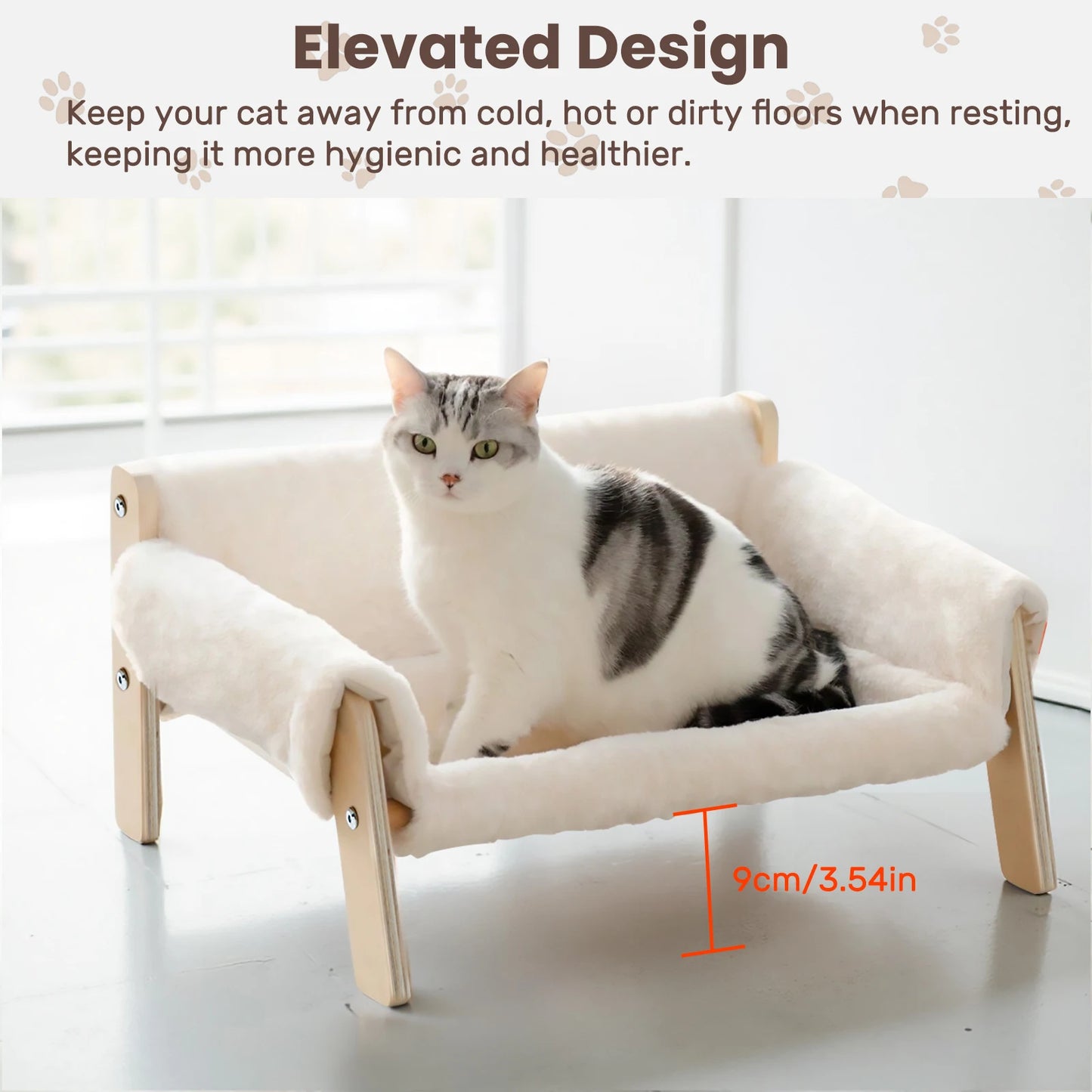 Comfortable Plush Wooden Leg Cat Sofa Bed Indoor Pets
