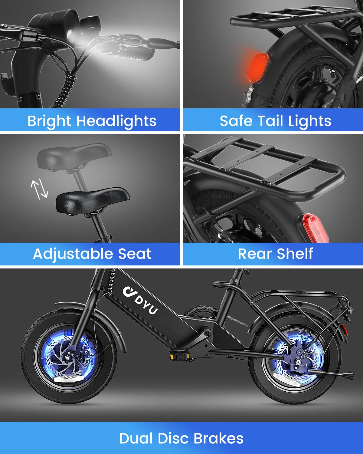 【1 Year Warranty】DYU C3 14 inch Electric Bicycle Peak 500W Motor 36V7.8AH Lithium Battery Electric Bike , E-bike UL2849