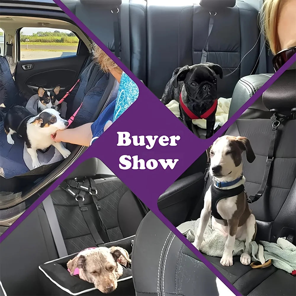 Adjustable Dog Car Harness with Seat Belt, Pet Safety Vest for Car Travel, Padded Comfortable Dog Seat Belt Restraint with Metal Buckle for Small Medium Large Dogs