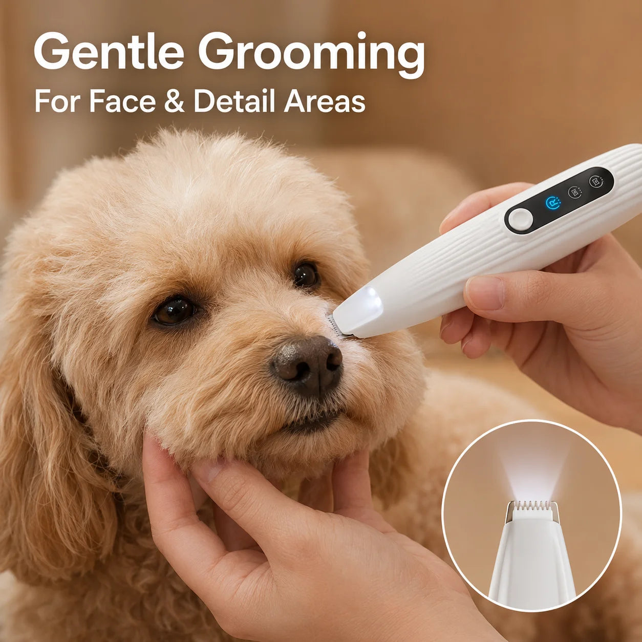 1Pc USB Rechargeable Pet Paw Trimmer with LED Light, Low Noise Dog Cat Hair Clipper for Paws, Face, Ears & Detail Grooming