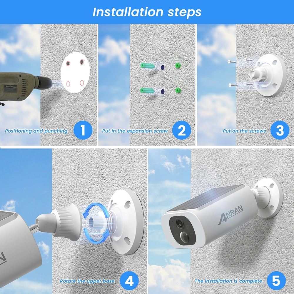Anran Outdoor Wireless WiFi Security Camera With Solar Power