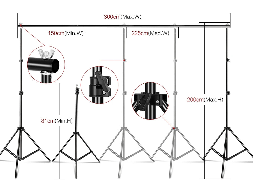 2X2M 2X3M 2.6X3M Background Support System Photography Backdrops Stand  Photo Studio Kit Chromakey Green Screen Frame