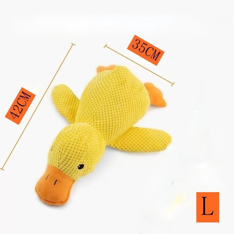 Yellow Duck Dog Plush Toy Squeaky Bite Resistant Pet Companion for Anxiety Relief Sleep Play