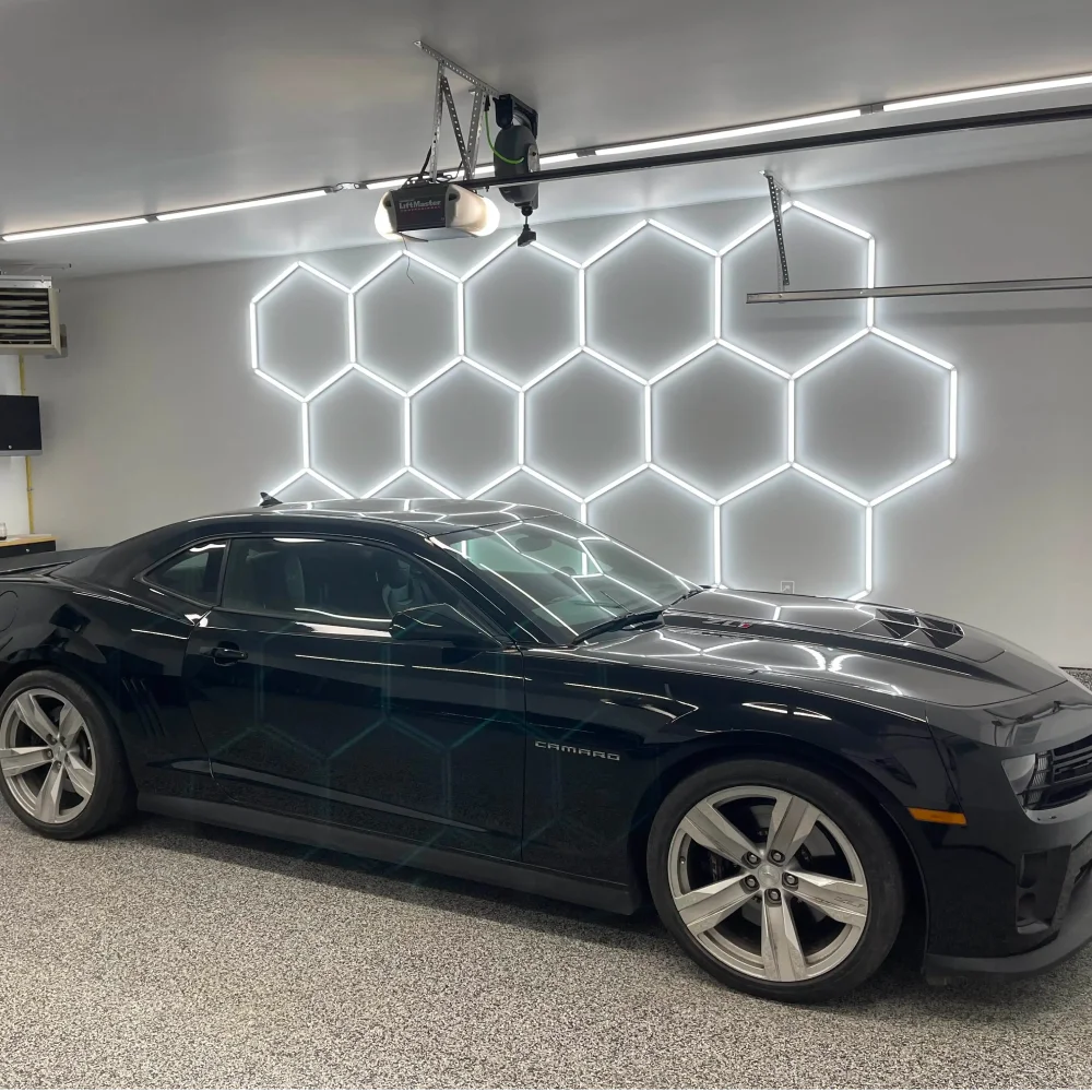 Hexagon LED Garage Light 6500K Honeycomb Ceiling LED Tube Lighting for Car Detailing Shop Light for Barbershop Gym Car Wash Room