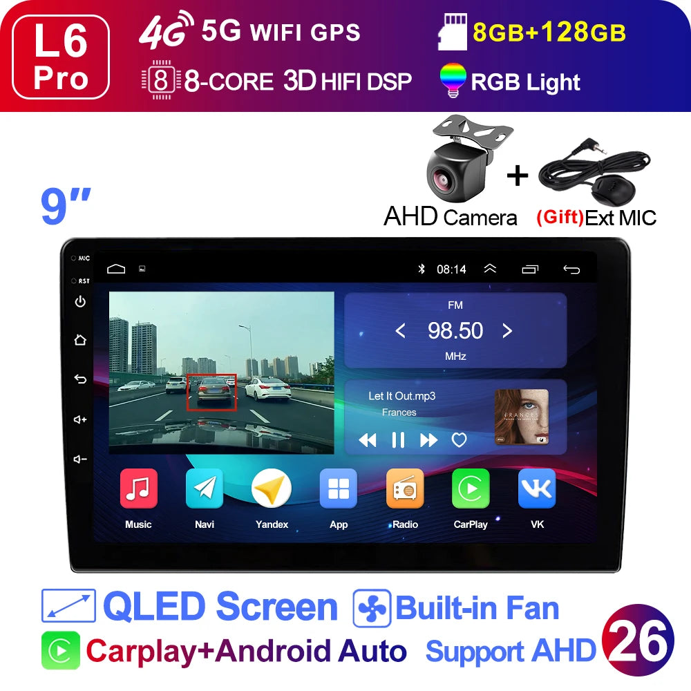 LEHX L3X 5G WIFI 2din 9 inch Android 15 Car Radio Steeo CarPlay gps for Toyota VW Hyundai Kia Honda LADA FIAT Autoradio Headunit