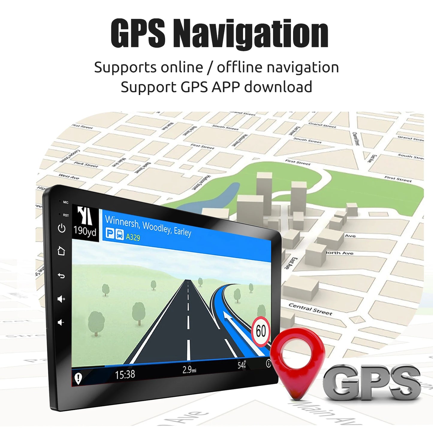 ESSGOO 7"/9"/10“ 2 DIN Android 14 4+64G Car Stereo Carplay Android Auto GPS Navi Bluetooth FM RDS Radio WIFI Touchscreen ChatGPT