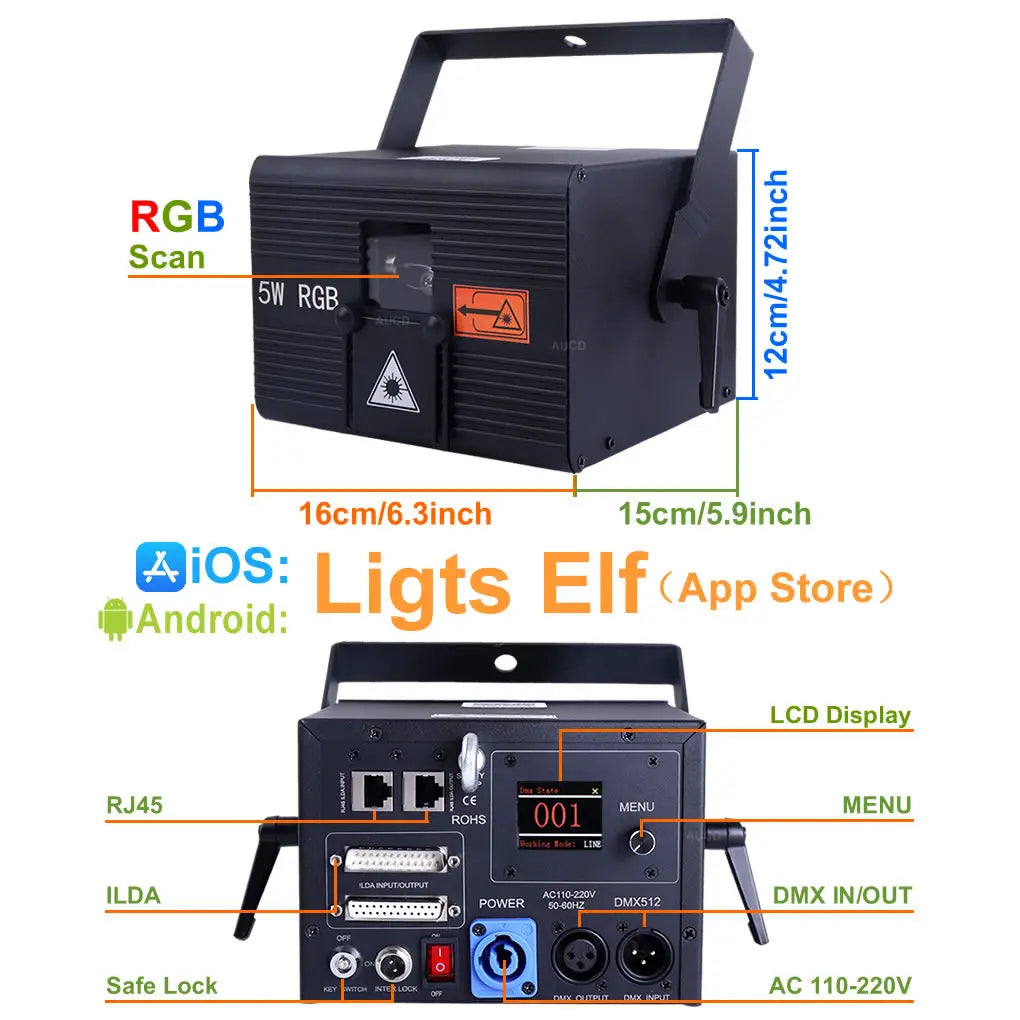AUCD Laser Animation Projector With App Control Stage Lighting