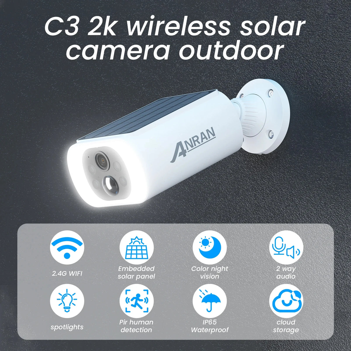 Anran Outdoor Wireless WiFi Security Camera With Solar Power