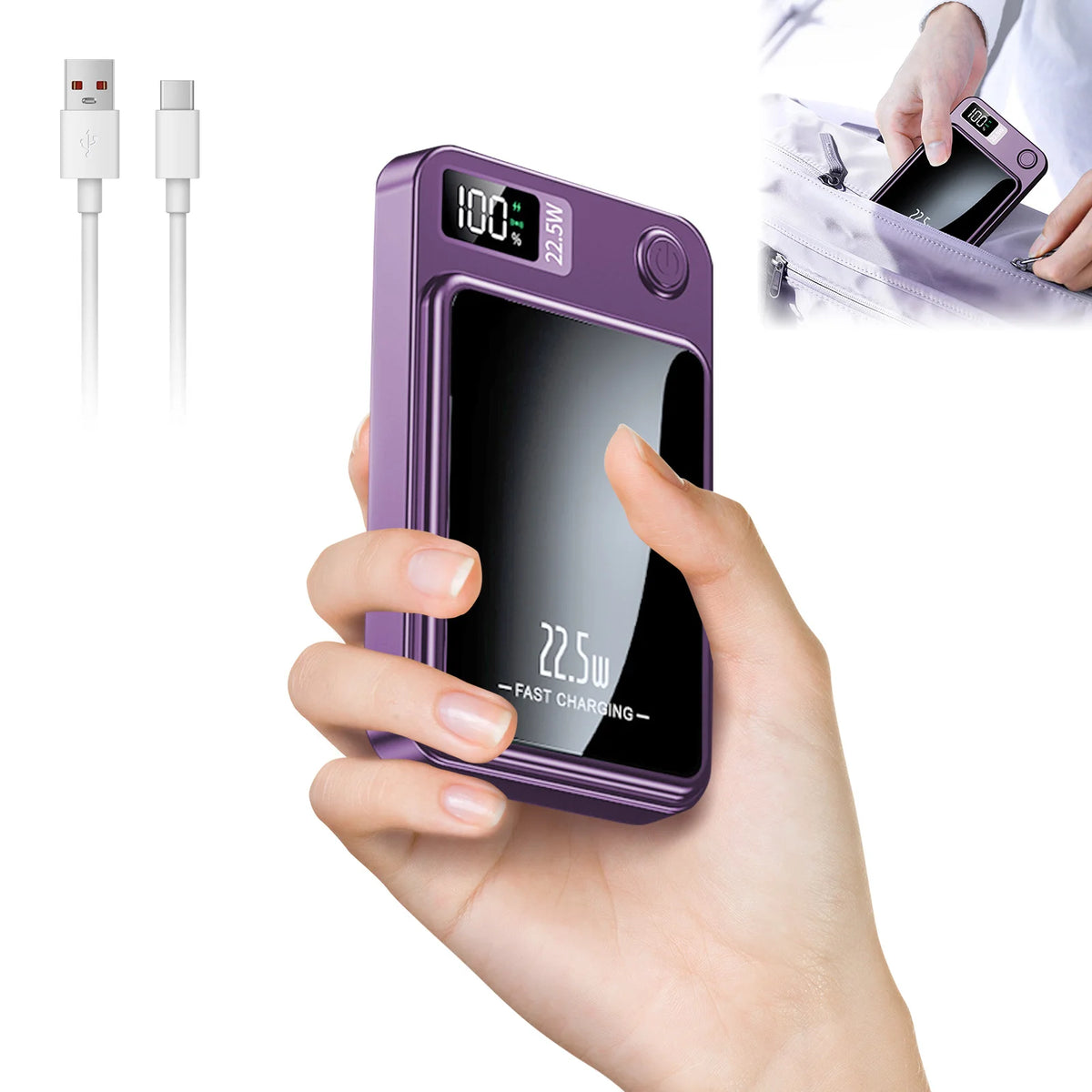 Magnetic Wireless Power Bank With Fast Charging And LED Display